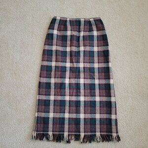 Vintage J. London Plaid Fringe Midi Skirt Size 10 Dark  Academia Coquette Fall